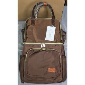 Boghi Insulated Backpack Cooler Travel Work Lunch Bag Multi Pocket Brown